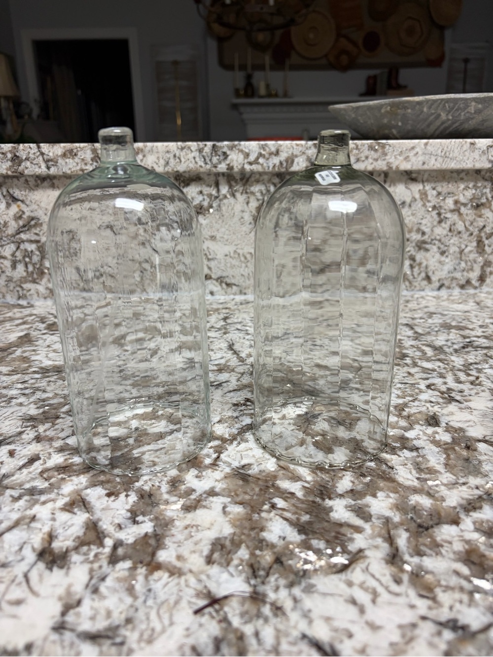 Clear Glass Cloche Bell Jar Duo - Decorative Home Accent Made in Mexico EUC